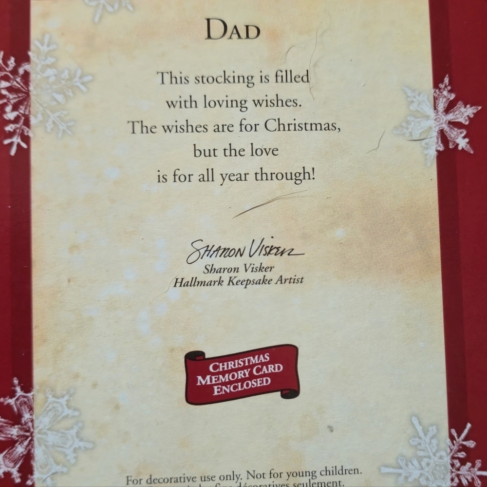 Hallmark Keepsake 2002 Dad Stocking Ornament Felt Argyle Christmas Sleigh - Picture 4 of 10